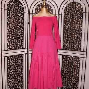 Vacation Look Tuckernuck Long Sleeve Midi Dress, Pink, Medium